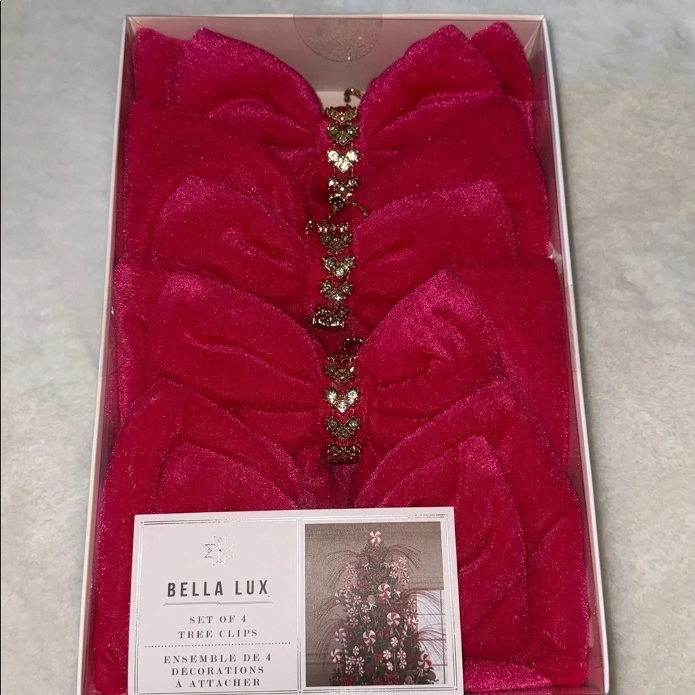 Bella Luxe velvet bling bow set of 4 large tree clips 🎀🎀💎